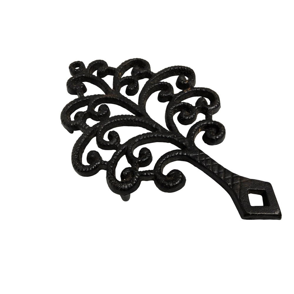 Wilton Trivet Tree of Life Black Cast Iron Vintage Footed Filigree Hot Pad‎